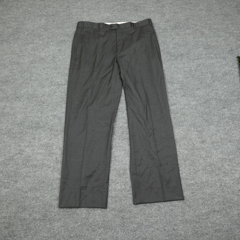 Zanella Todd Pants Mens 38 Grey 100% Virgin Wool Flat Front Made in Italy Dress